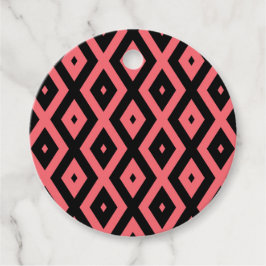 patroon van koraal en zwarte diamant bedankjes labels