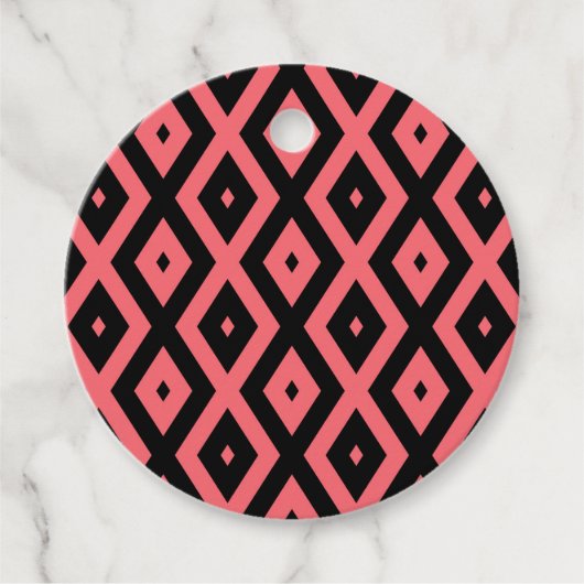 patroon van koraal en zwarte diamant bedankjes labels (Voorkant)