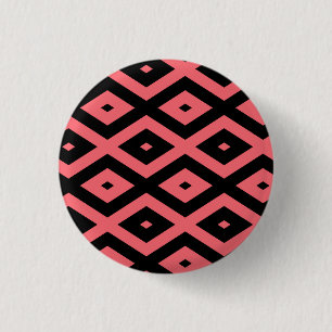 patroon van koraal en zwarte diamant ronde button 3,2 cm
