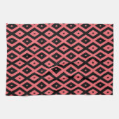 patroon van koraal en zwarte diamant theedoek (Horizontaal)