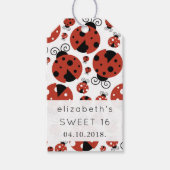Patroon van ladybugs, rode ladybugs, zoet 16 cadeaulabel (Voorkant)