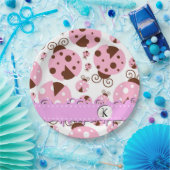 Patroon van ladybugs, roze ladybugs, monogram papieren bordje (Feest)