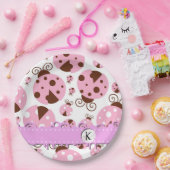 Patroon van ladybugs, roze ladybugs, monogram papieren bordje (Feest)