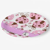 Patroon van ladybugs, roze ladybugs, monogram papieren bordje (Gekanteld)