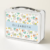 Patroon van lama's, alpaca's, bloemen, Jouw naam (Achterkant)