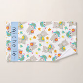 Patroon van lama's, alpaca's, bloemen, Jouw naam Bad Handdoek (Handdoek)