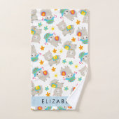 Patroon van lama's, alpaca's, bloemen, Jouw naam Bad Handdoek (Handdoek)