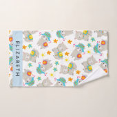 Patroon van lama's, alpaca's, bloemen, Jouw naam Bad Handdoek (Handdoek)