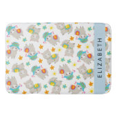 Patroon van lama's, alpaca's, bloemen, Jouw naam Badmat (Voorkant)