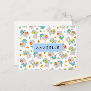 Patroon van lama's, alpaca's, bloemen, Jouw naam Briefkaart
