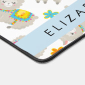 Patroon van lama's, alpaca's, bloemen, Jouw naam Bureaumat (Hoek)