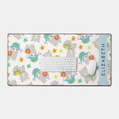 Patroon van lama's, alpaca's, bloemen, Jouw naam Bureaumat (Keyboard & Muis)
