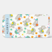 Patroon van lama's, alpaca's, bloemen, Jouw naam Case-Mate iPhone Case (Achterkant (horizontaal))