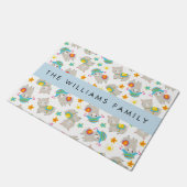 Patroon van lama's, alpaca's, bloemen, Jouw naam Deurmat (Schuin)