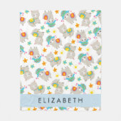 Patroon van lama's, alpaca's, bloemen, Jouw naam Fleece Deken (Voorkant)