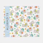 Patroon van lama's, alpaca's, bloemen, Jouw naam Fleece Deken (Voorkant (Horizontaal))