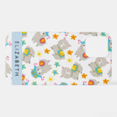 Patroon van lama's, alpaca's, bloemen, Jouw naam iPhone Hoesje (Achterkant horizontaal)