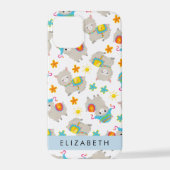Patroon van lama's, alpaca's, bloemen, Jouw naam iPhone Hoesje (Achterkant)