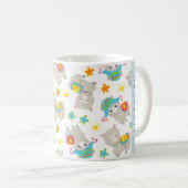 Patroon van lama's, alpaca's, bloemen, Jouw naam Koffiemok (Voorkant rechts)