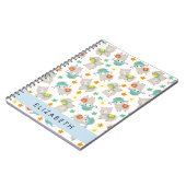 Patroon van lama's, alpaca's, bloemen, Jouw naam Notitieboek (Linkerzijde)