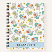 Patroon van lama's, alpaca's, bloemen, Jouw naam Notitieboek (Voorkant)