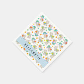 Patroon van lama's, alpaca's, bloemen, Jouw naam Servet (Hoek)