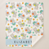 Patroon van lama's, alpaca's, bloemen, Jouw naam Sherpa Deken (Voorkant)