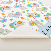 Patroon van lama's, alpaca's, bloemen, Jouw naam Sherpa Deken (3/4)