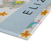 Patroon van lama's, alpaca's, bloemen, Jouw naam Snijplank (Hoek)