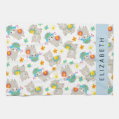 Patroon van lama's, alpaca's, bloemen, Jouw naam Theedoek (Horizontaal)