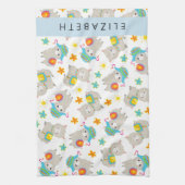 Patroon van lama's, alpaca's, bloemen, Jouw naam Theedoek (Verticaal)