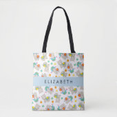 Patroon van lama's, alpaca's, bloemen, Jouw naam Tote Bag (Voorkant)
