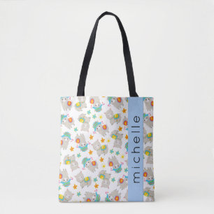 Patroon van lama's, alpaca's, bloemen, Jouw naam Tote Bag