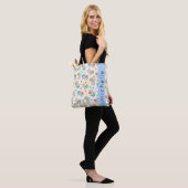 Patroon van lama's, alpaca's, bloemen, Jouw naam Tote Bag (Op model)