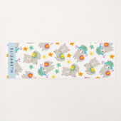 Patroon van lama's, alpaca's, bloemen, Jouw naam Yogamat (Achterkant (horizontaal))