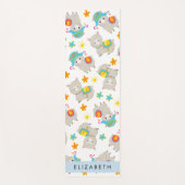 Patroon van lama's, alpaca's, bloemen, Jouw naam Yogamat (Voorkant)