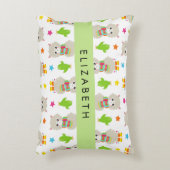 Patroon van lama's, alpaca's, cactus, Jouw naam Accent Kussen (Voorkant(Verticaal))