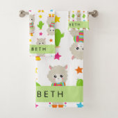 Patroon van lama's, alpaca's, cactus, Jouw naam Bad Handdoek (Insitu)