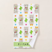 Patroon van lama's, alpaca's, cactus, Jouw naam Bad Handdoek (Handdoek)