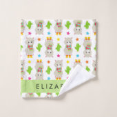 Patroon van lama's, alpaca's, cactus, Jouw naam Bad Handdoek (Wasdoekje)