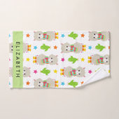 Patroon van lama's, alpaca's, cactus, Jouw naam Bad Handdoek (Handdoek)