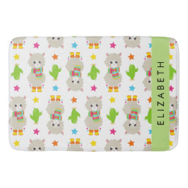 Patroon van lama's, alpaca's, cactus, Jouw naam Badmat