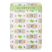 Patroon van lama's, alpaca's, cactus, Jouw naam Badmat (Voorkant Verticaal)