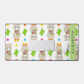 Patroon van lama's, alpaca's, cactus, Jouw naam Bureaumat (Keyboard & Muis)