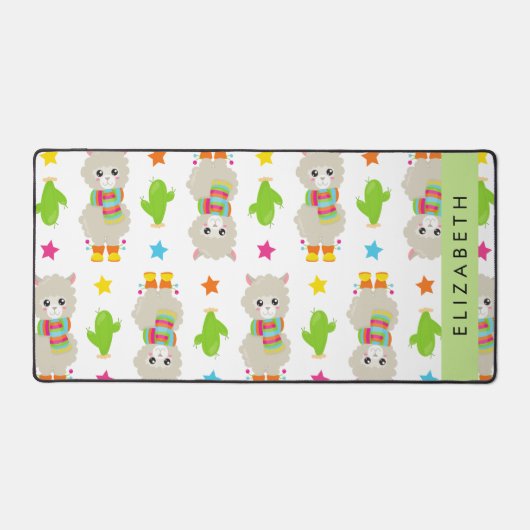 Patroon van lama's, alpaca's, cactus, Jouw naam Bureaumat (Voorkant)