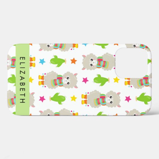 Patroon van lama's, alpaca's, cactus, Jouw naam Case-Mate iPhone Case (Achterkant (horizontaal))