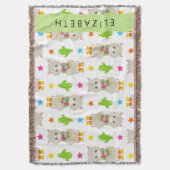 Patroon van lama's, alpaca's, cactus, Jouw naam Deken (Voorkant Verticaal)