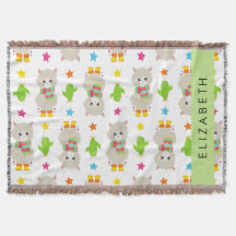Patroon van lama's, alpaca's, cactus, Jouw naam