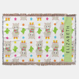 Patroon van lama's, alpaca's, cactus, Jouw naam Deken