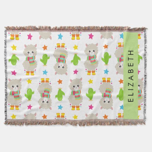 Patroon van lama's, alpaca's, cactus, Jouw naam Deken (Voorkant)